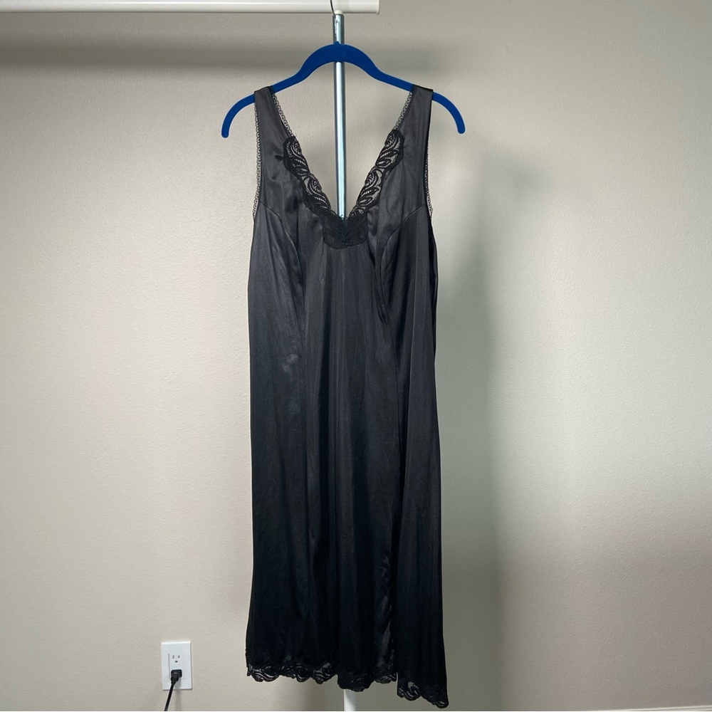 Vintage Van Raalte Black Lace Slip Dress Size 42
